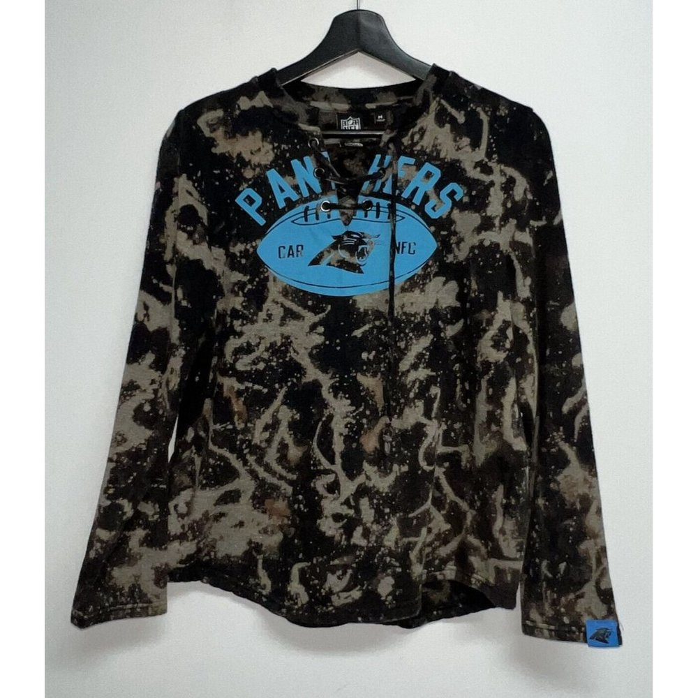 NFL Team Apparel Carolina Panthers Womens Lace Up Sweatshirt Size M Bleach